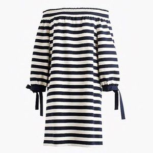 J. Crew Off the Shoulder Striped Dress